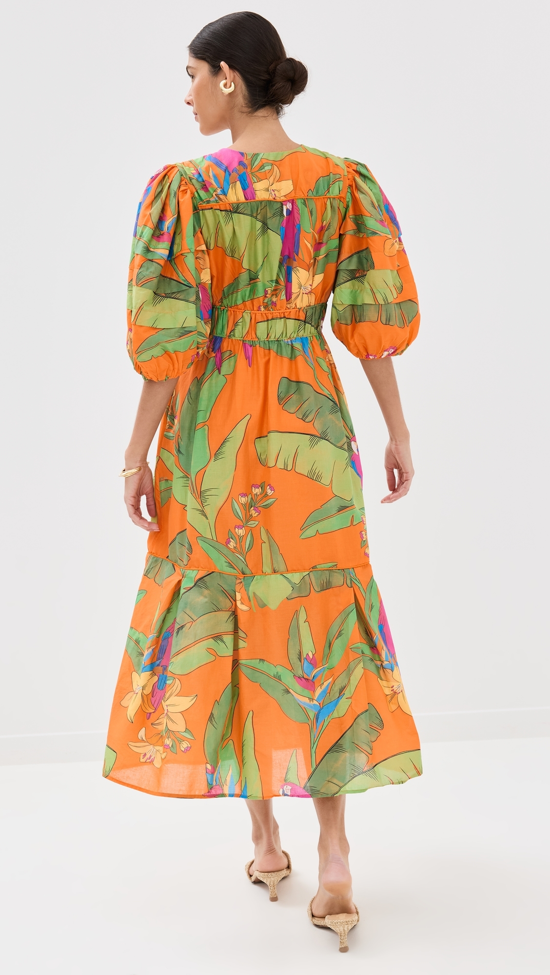 Fresh Macaws Orange Midi Dress FRESH MACAWS ORANGE