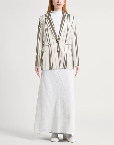 Woman Blazer Ivory Size M Cotton, Elastane