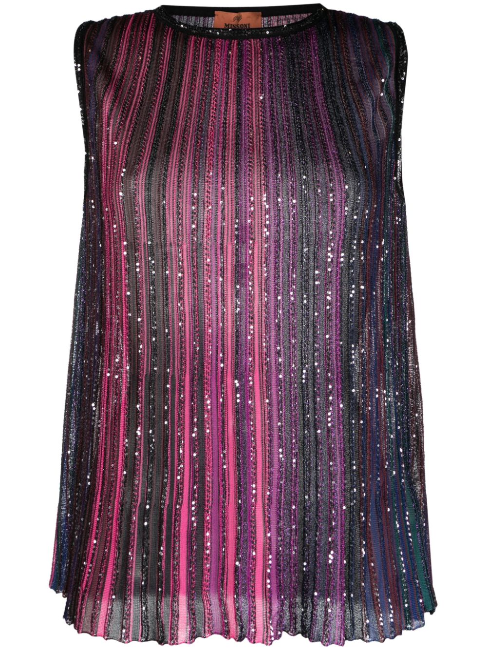 Sequin-embellished pleated tank top - Pink