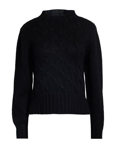 Caractère Woman Turtleneck Black Size L Viscose, Virgin Wool