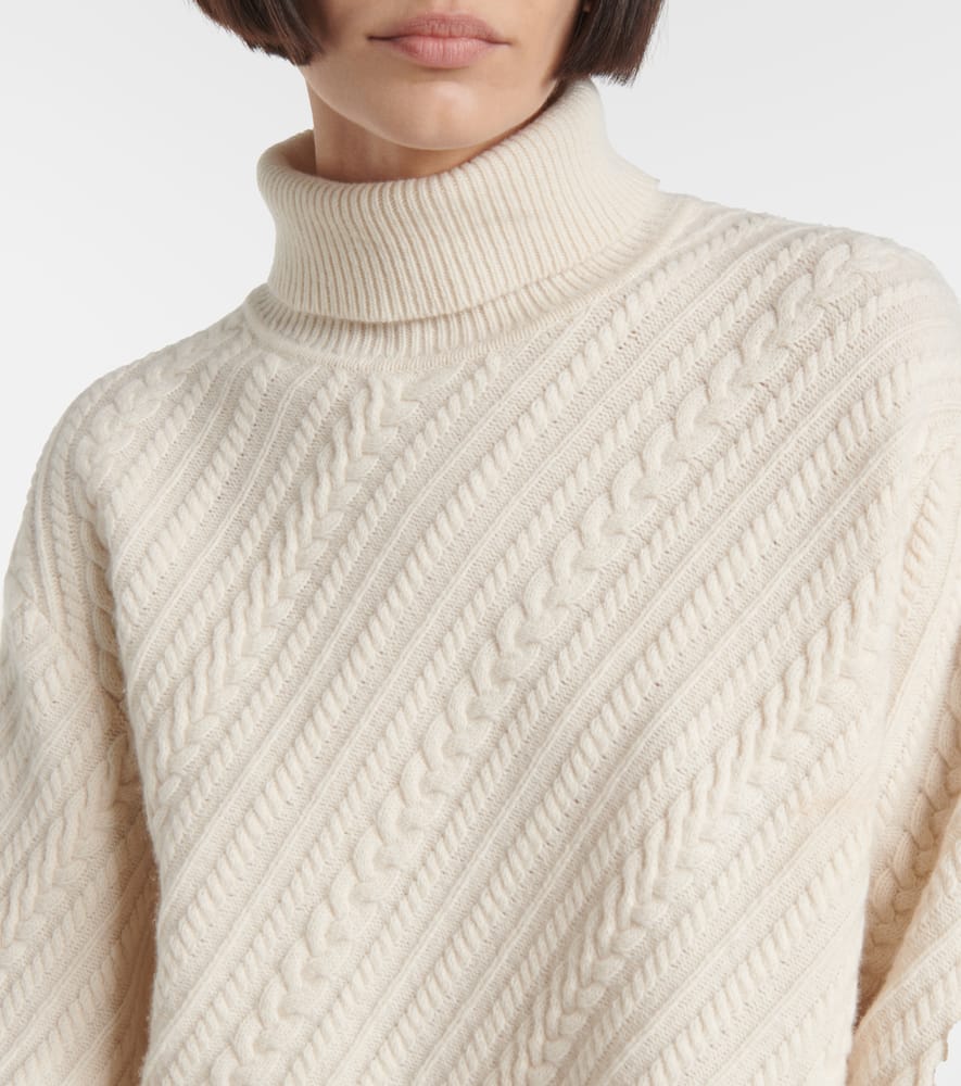 Cable-knit wool turtleneck sweater