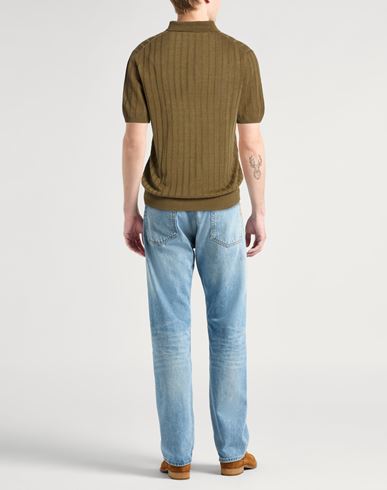 Man Sweater Military green Size L Linen, Cotton