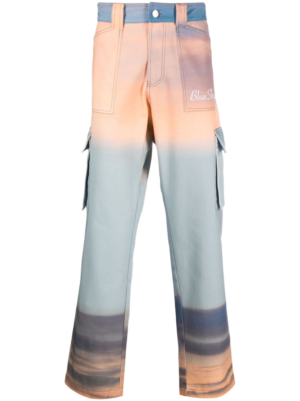 Abstract-print cotton trousers