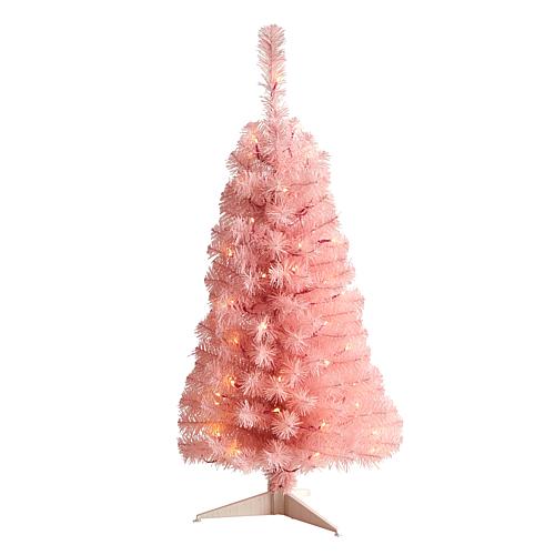 3' Pink Artificial Christmas Tree with 50 LED Lights