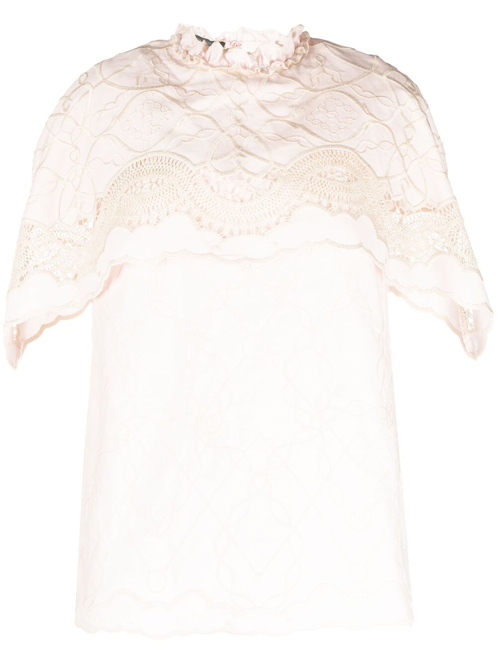 Embroidered short-sleeve blouse - Pink