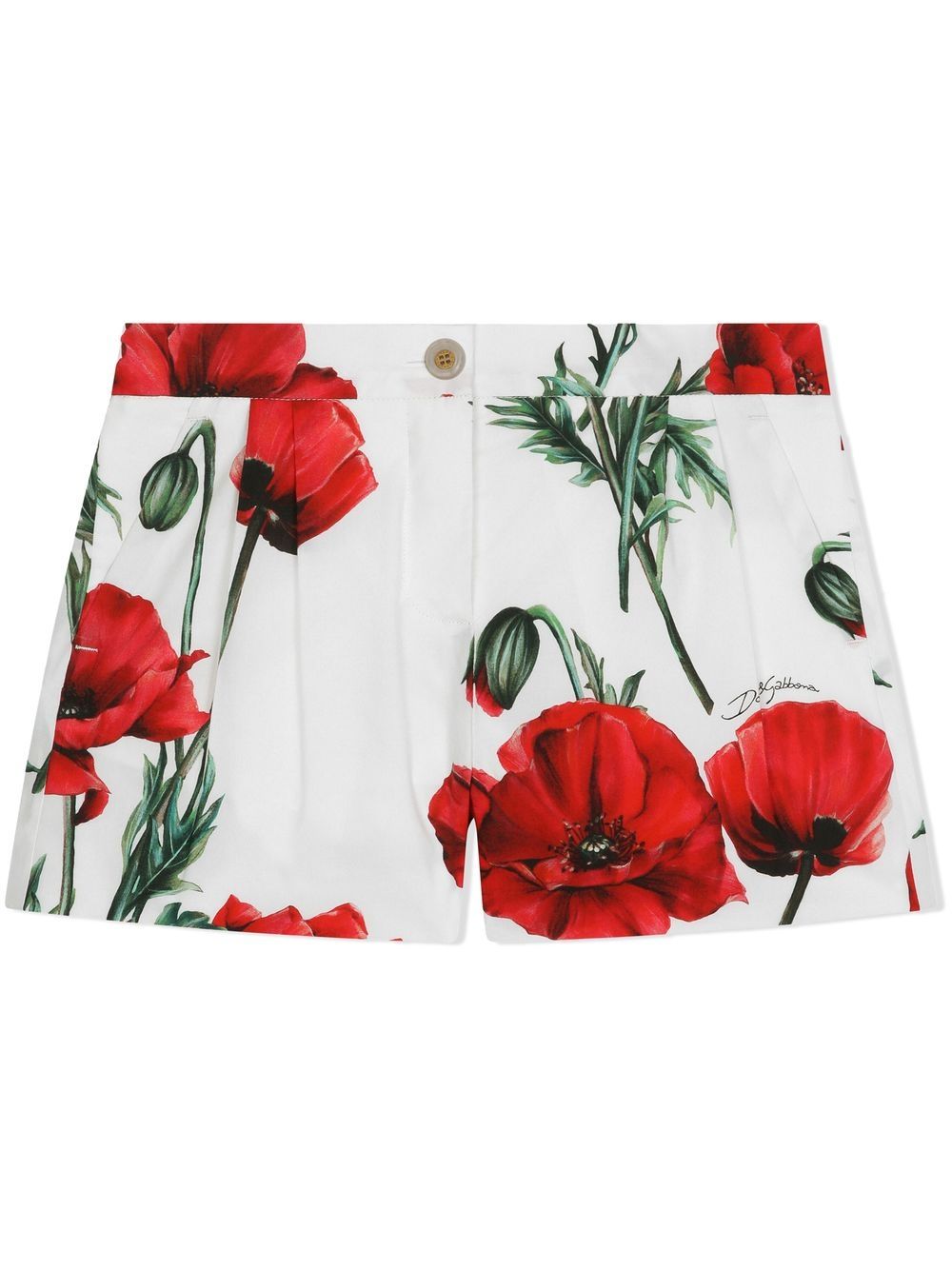 Floral-print cotton shorts - White