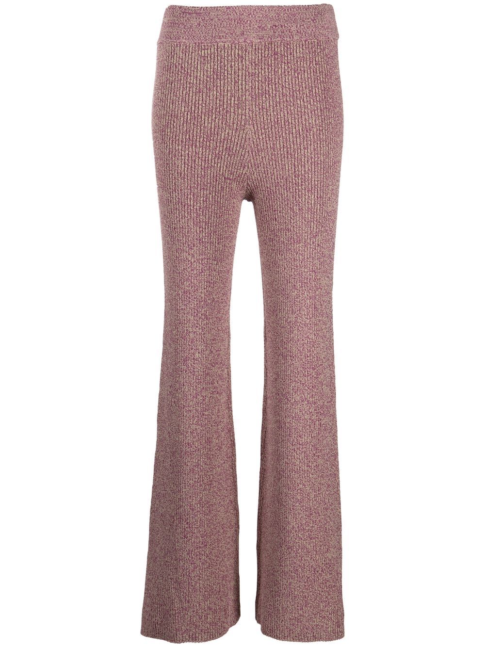 Mélange-knit flared trousers - Purple
