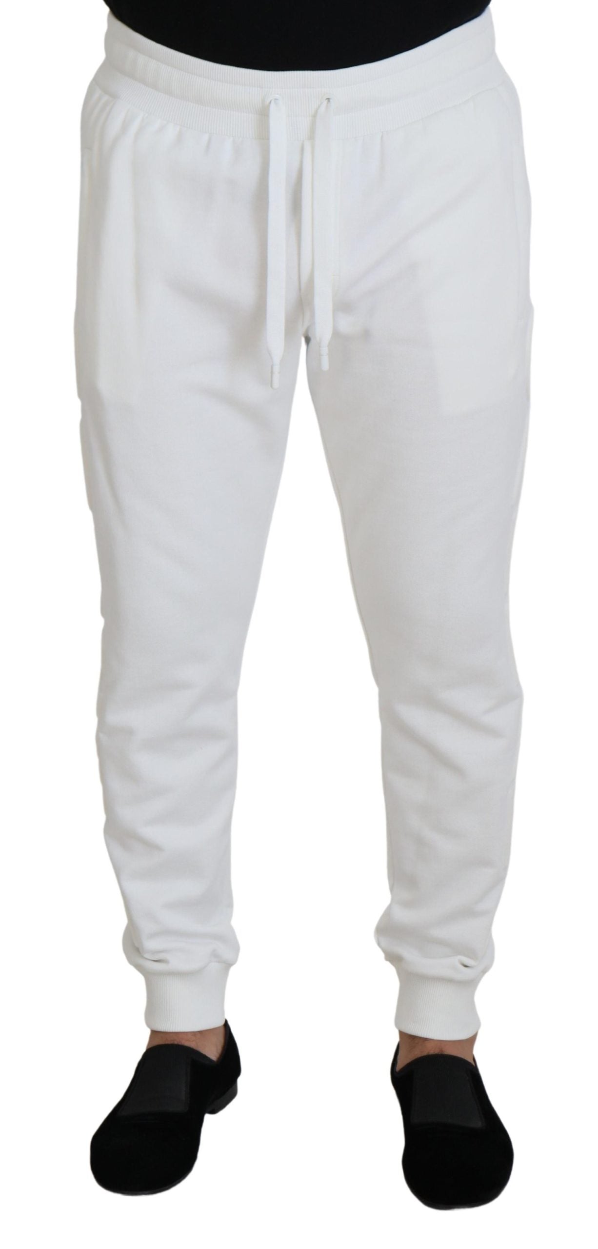 Logo-Embroidered Cotton Joggers — White