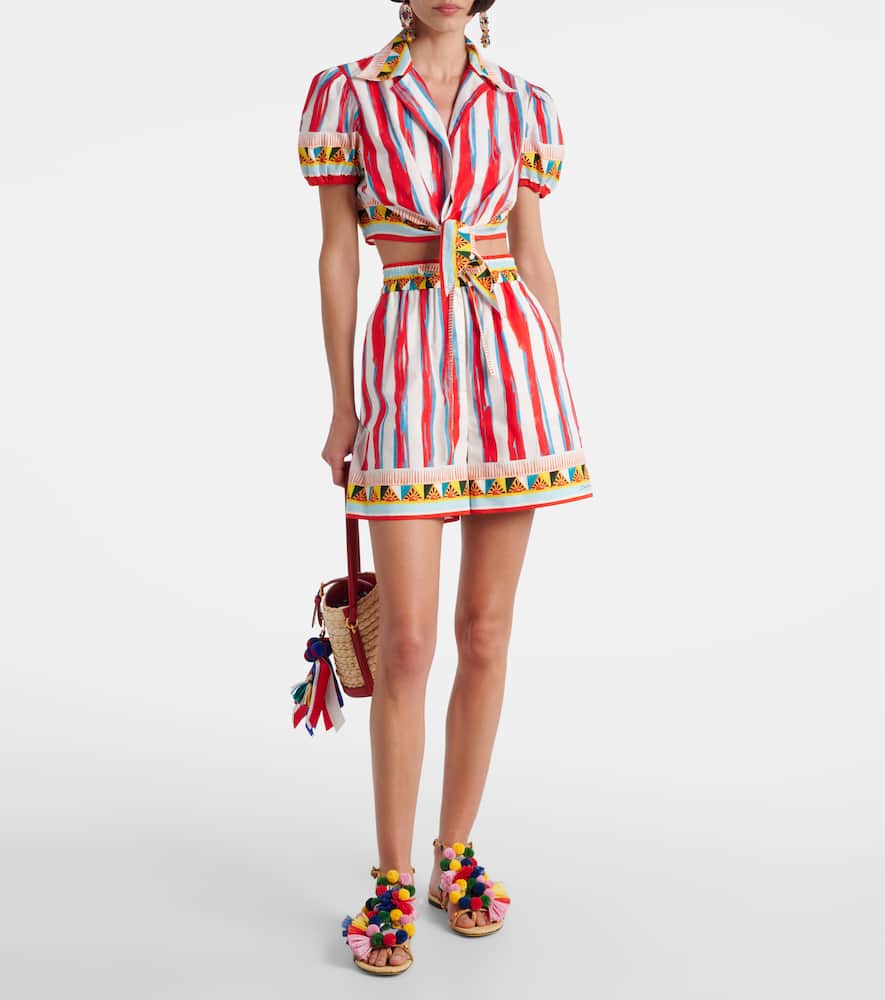 Cropped striped cotton shirt