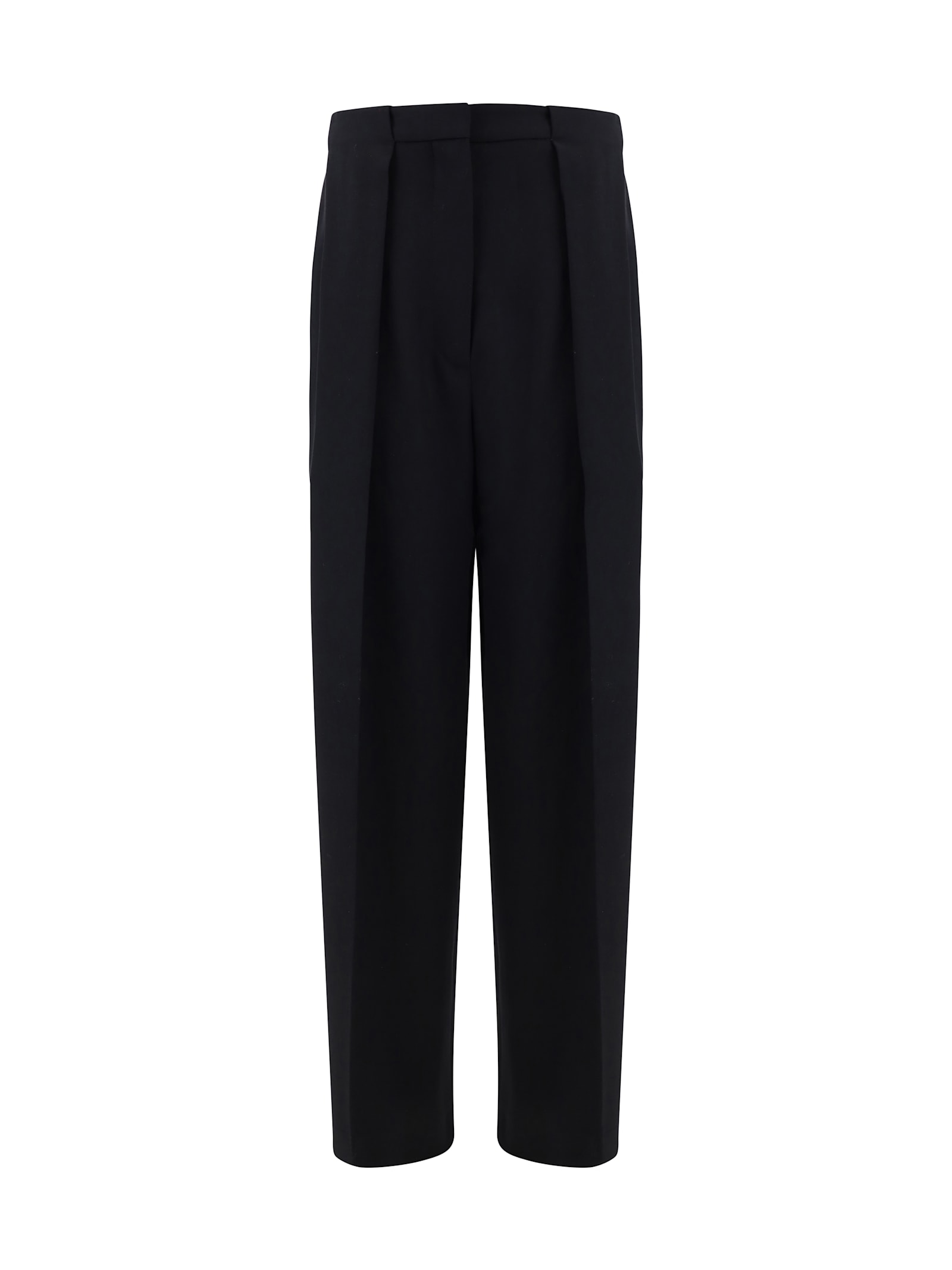 Pleated grain de poudre trousers - Black