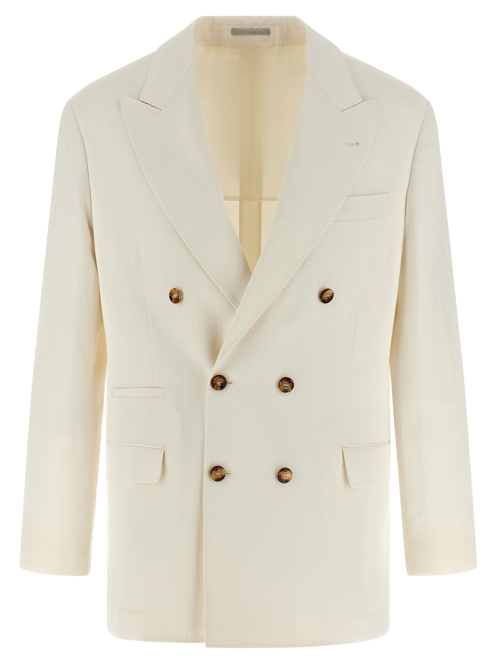 Silk and Linen Blend Blazer — White