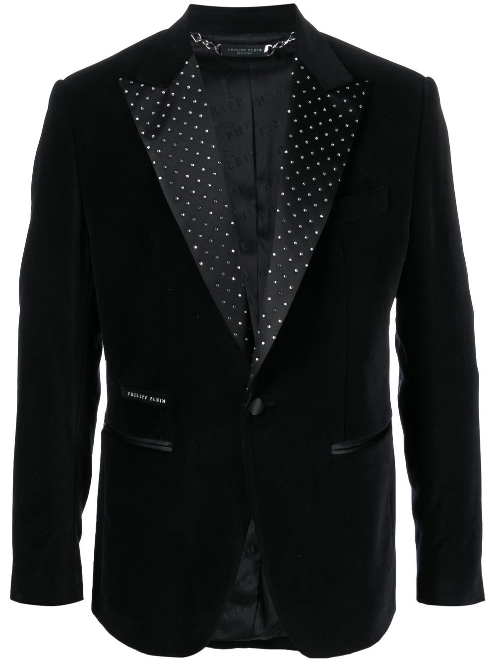 Single-breasted velvet blazer - Black