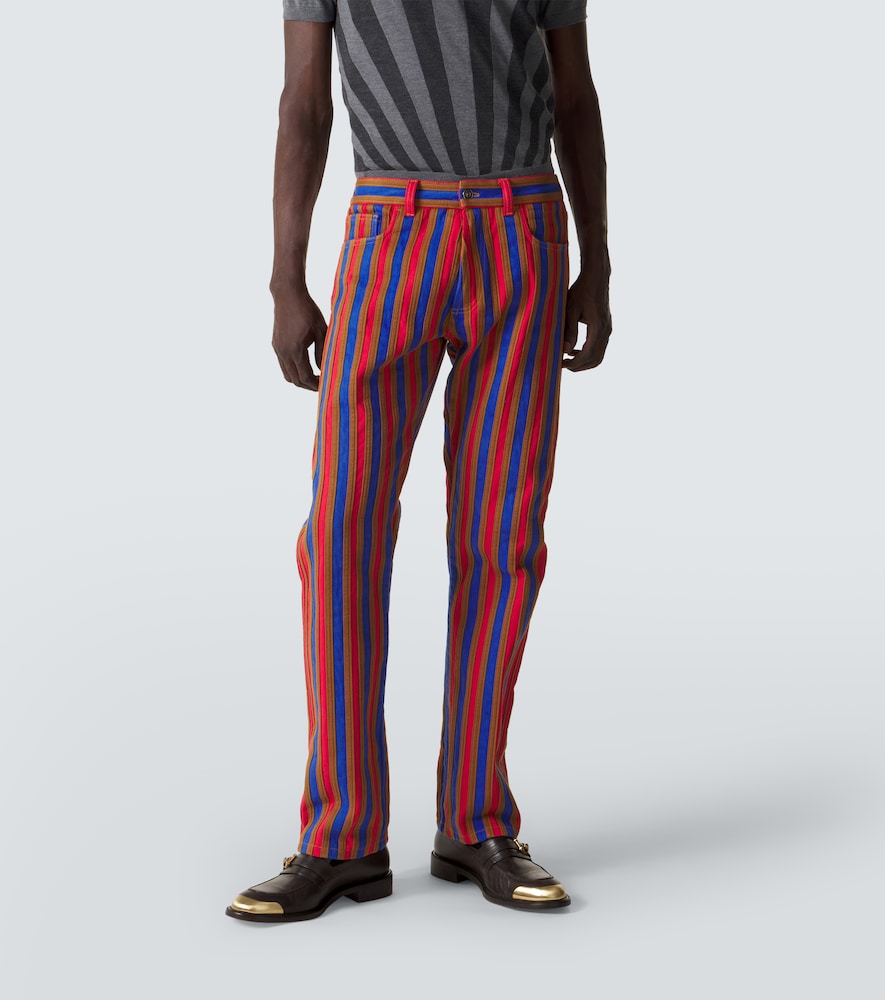 Striped straight jeans