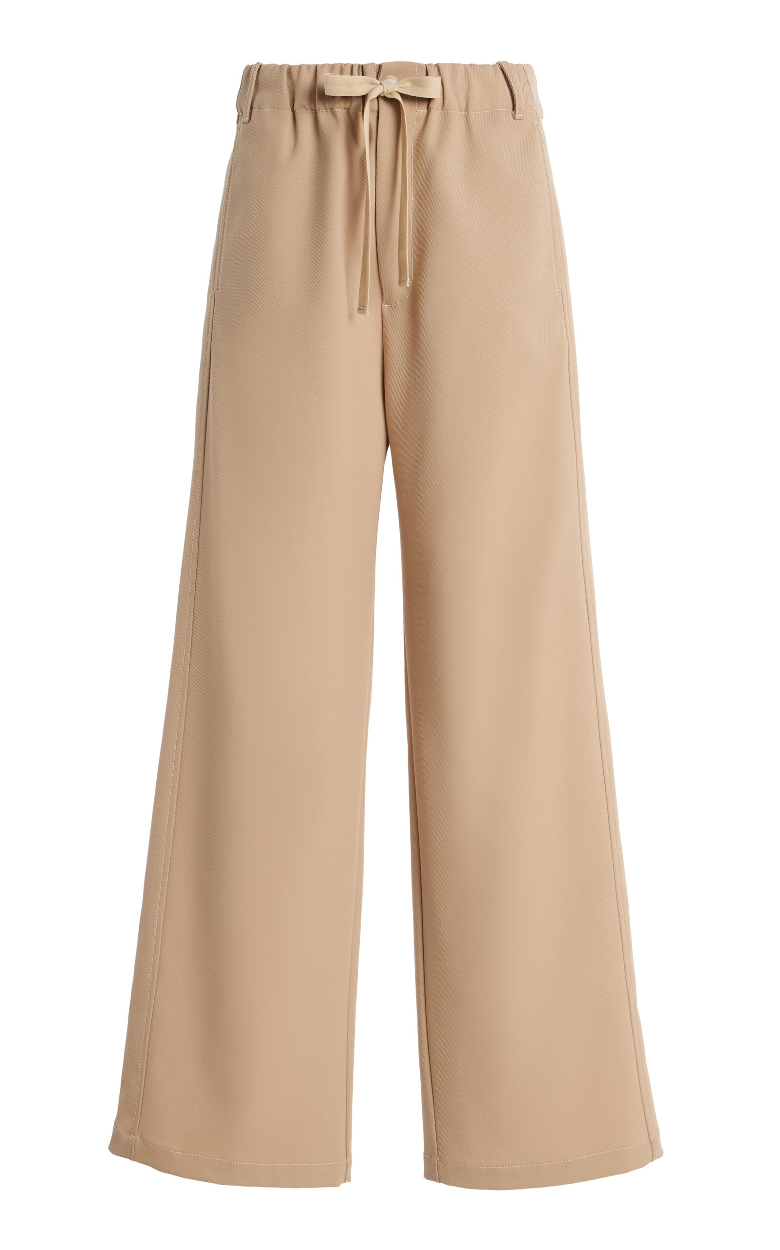 Drawstring Wool-Blend Twill Wide-Leg Pants - Moda Operandi