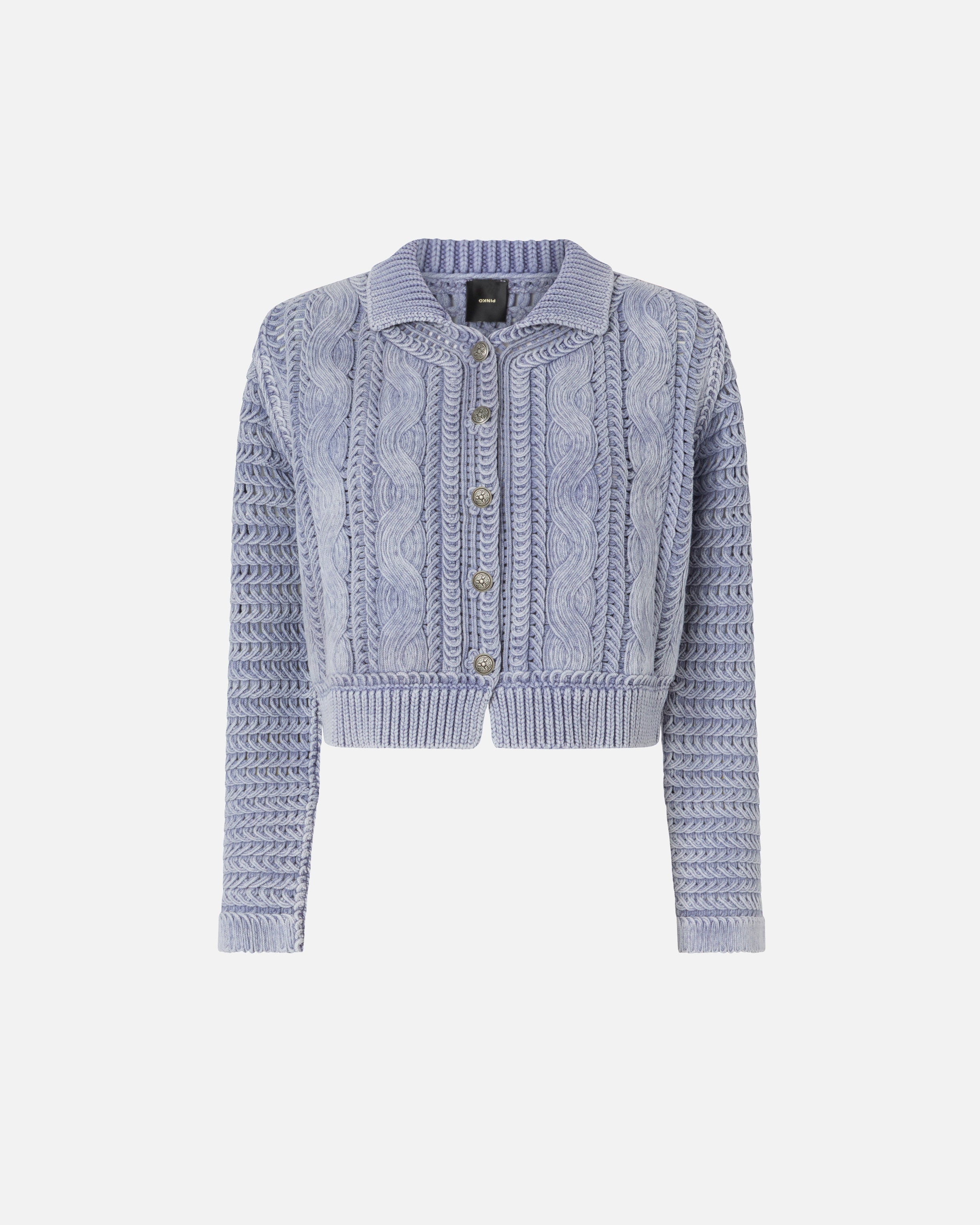 Cropped cardigan with chunky knit and braids - L