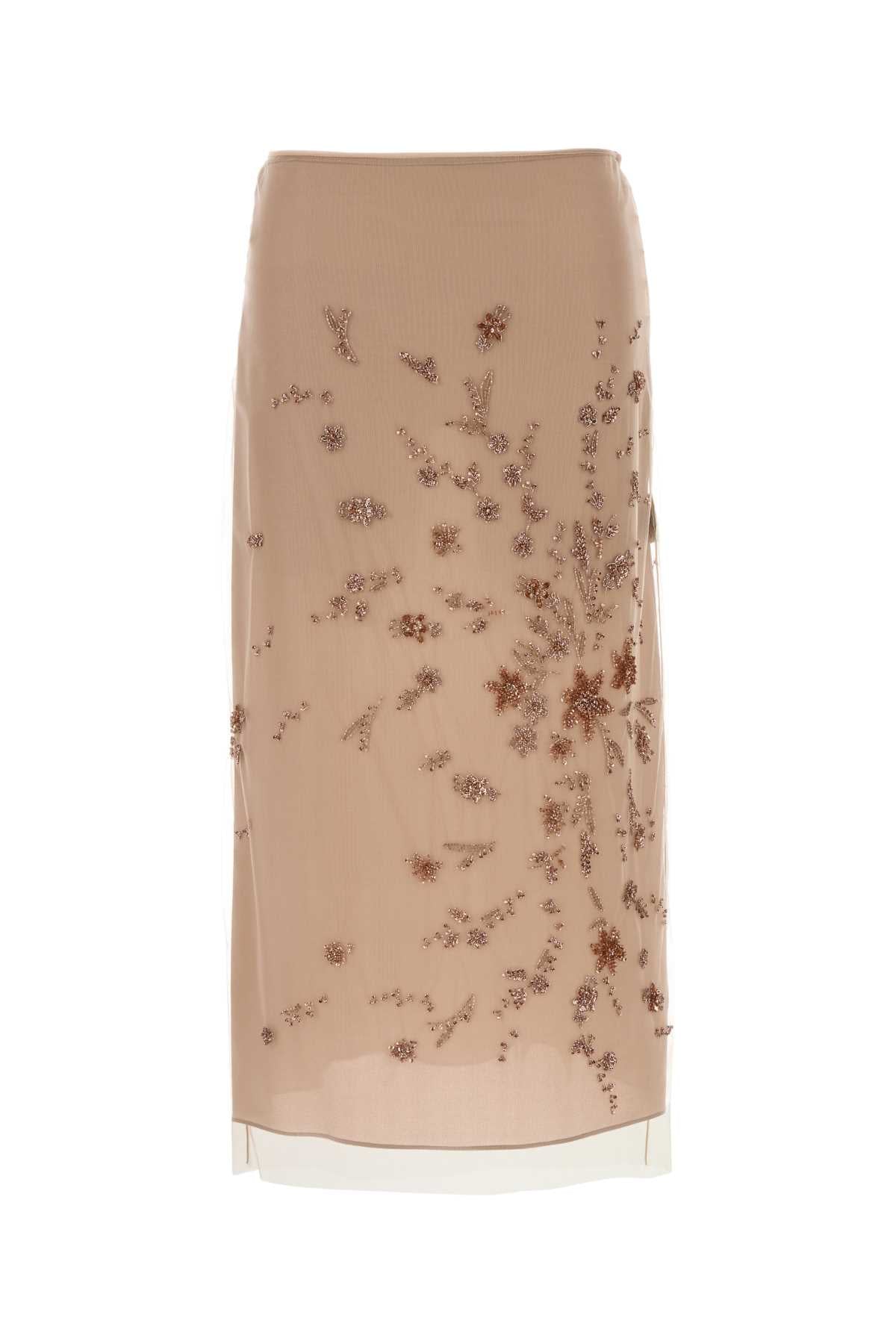 Beaded Tulle Skirt — Pink