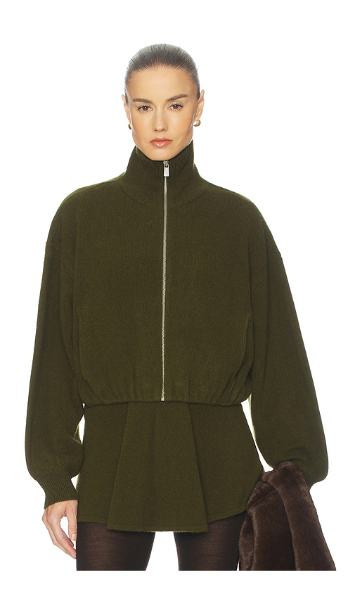 Helsa Josefine Knit Oversized Bomber in Olive - Olive. M also in S, XS