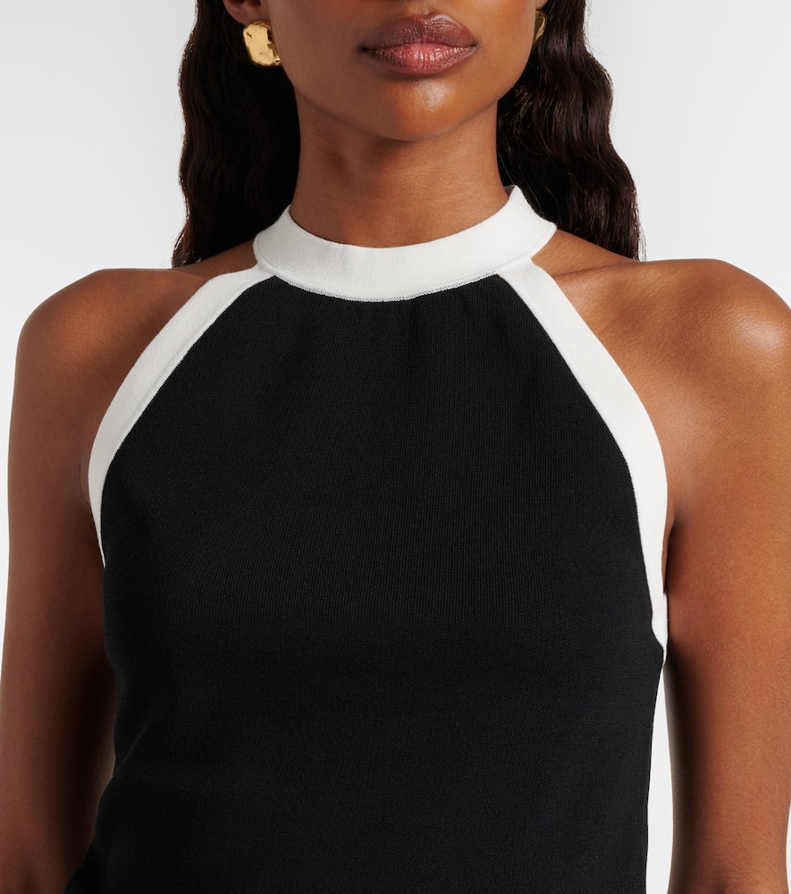 Ribbed-knit halterneck top
