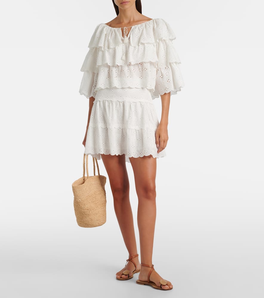 Cassandra scalloped cotton miniskirt