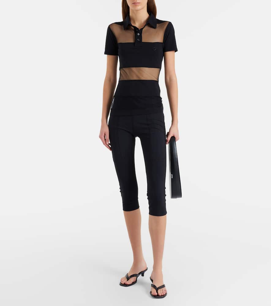 Paneled cotton-blend crop top
