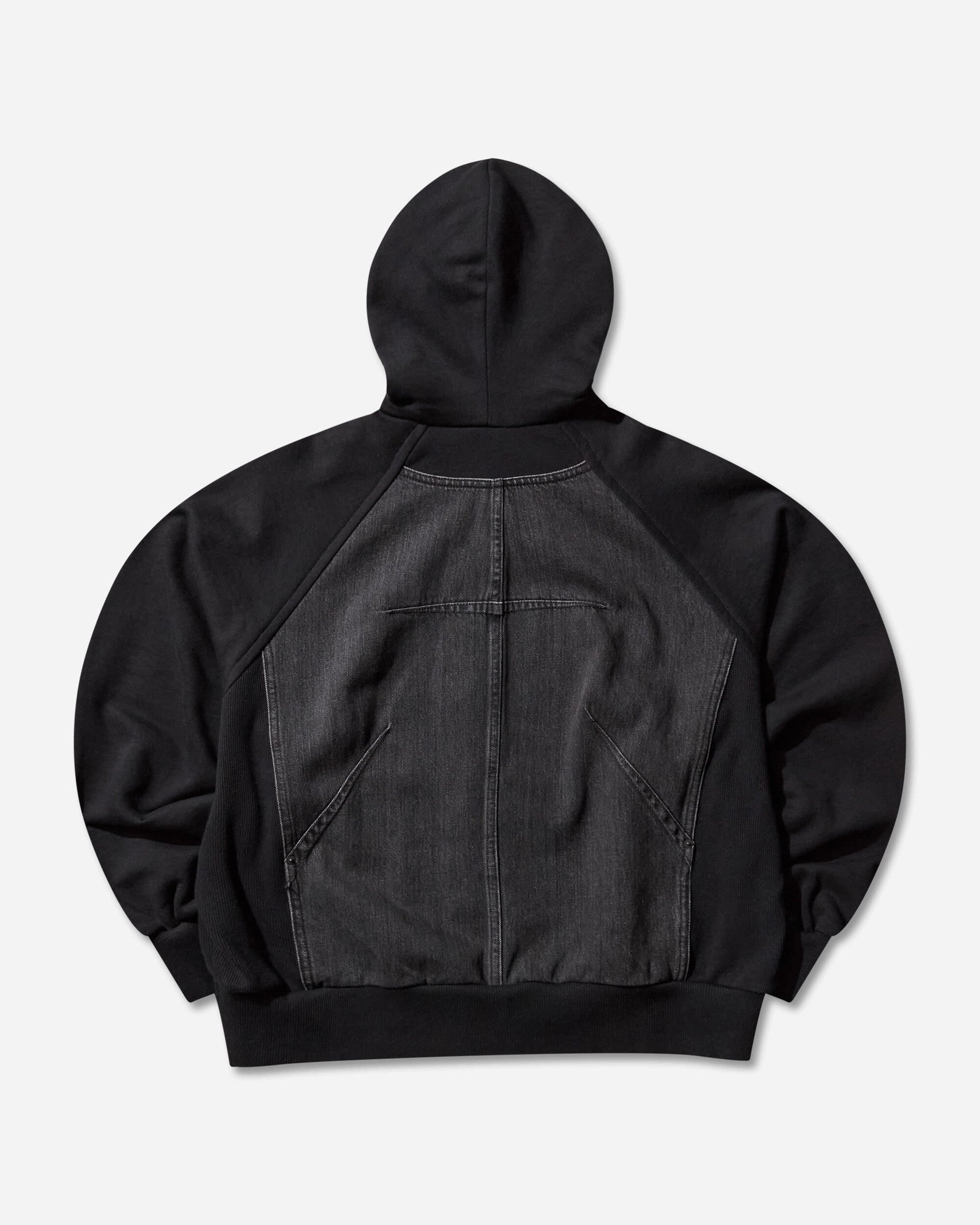 Women s Denim and Cotton Zip Hoodie Black