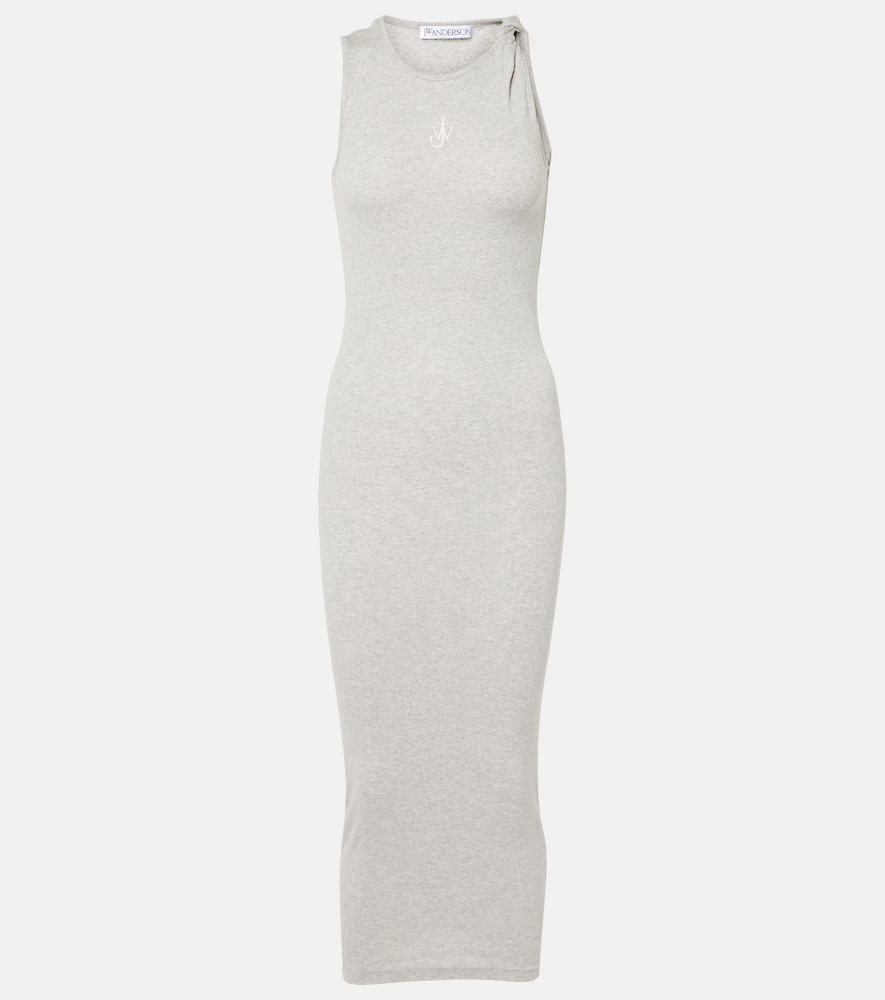 Logo embroidered cotton jersey maxi dress