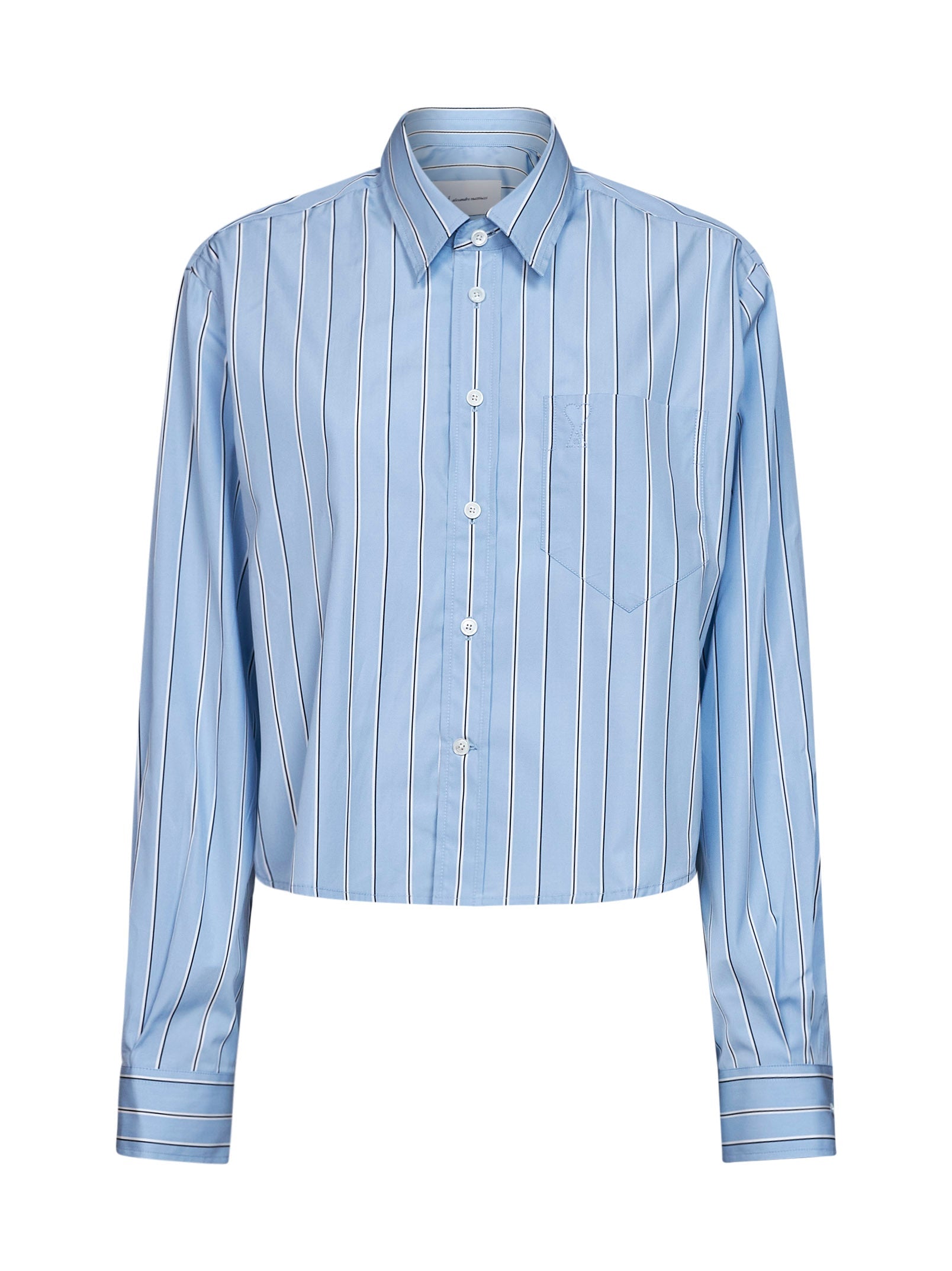 Cropped Cotton Poplin Shirt — Blue
