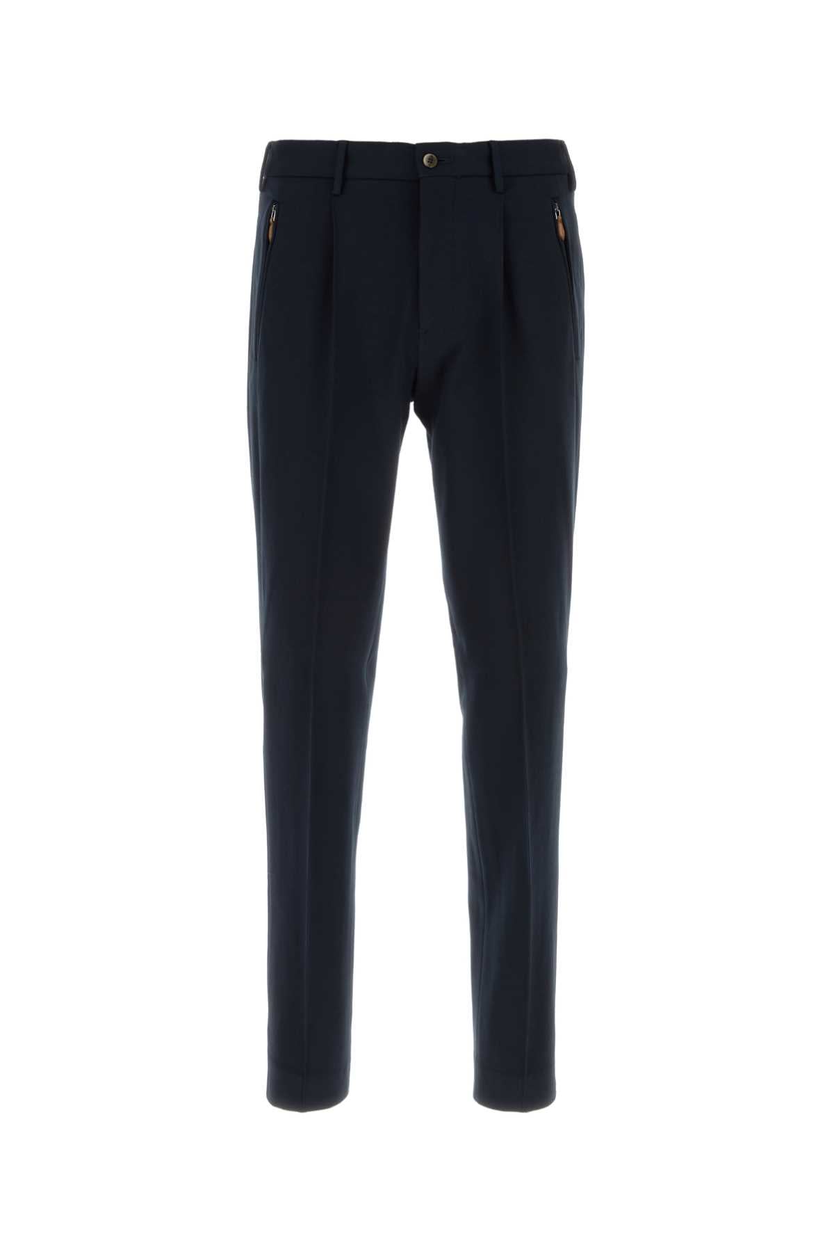 Stretch Viscose Blend Trousers — Navy