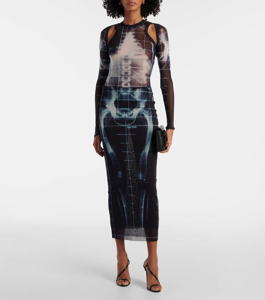 Squeletor semi-sheer mesh maxi skirt