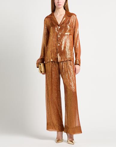 Forte_forte Woman Pants Brown Size 0 Silk, Metallic Polyester
