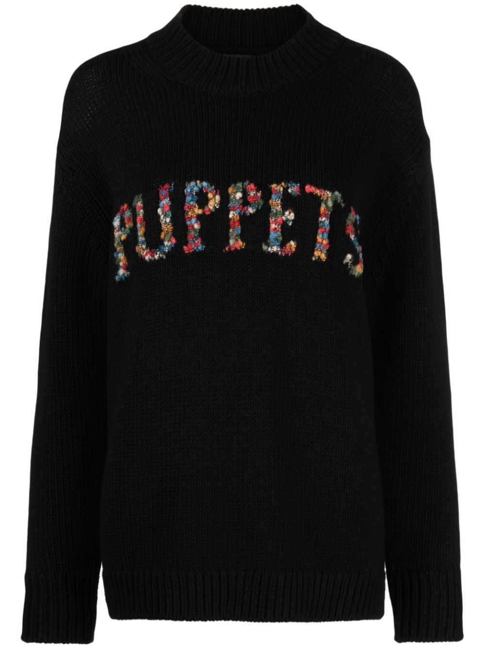 Logo-embroidered jumper - Black