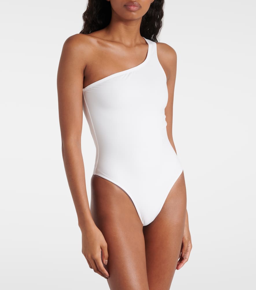 Sage cutout one-shoulder swimsuit