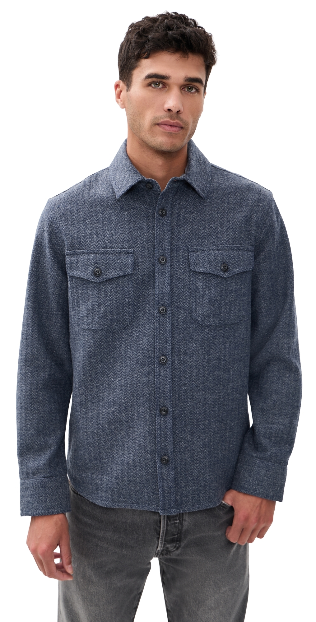 The CPO Shirt Jacket Indigo Ash Herringbone