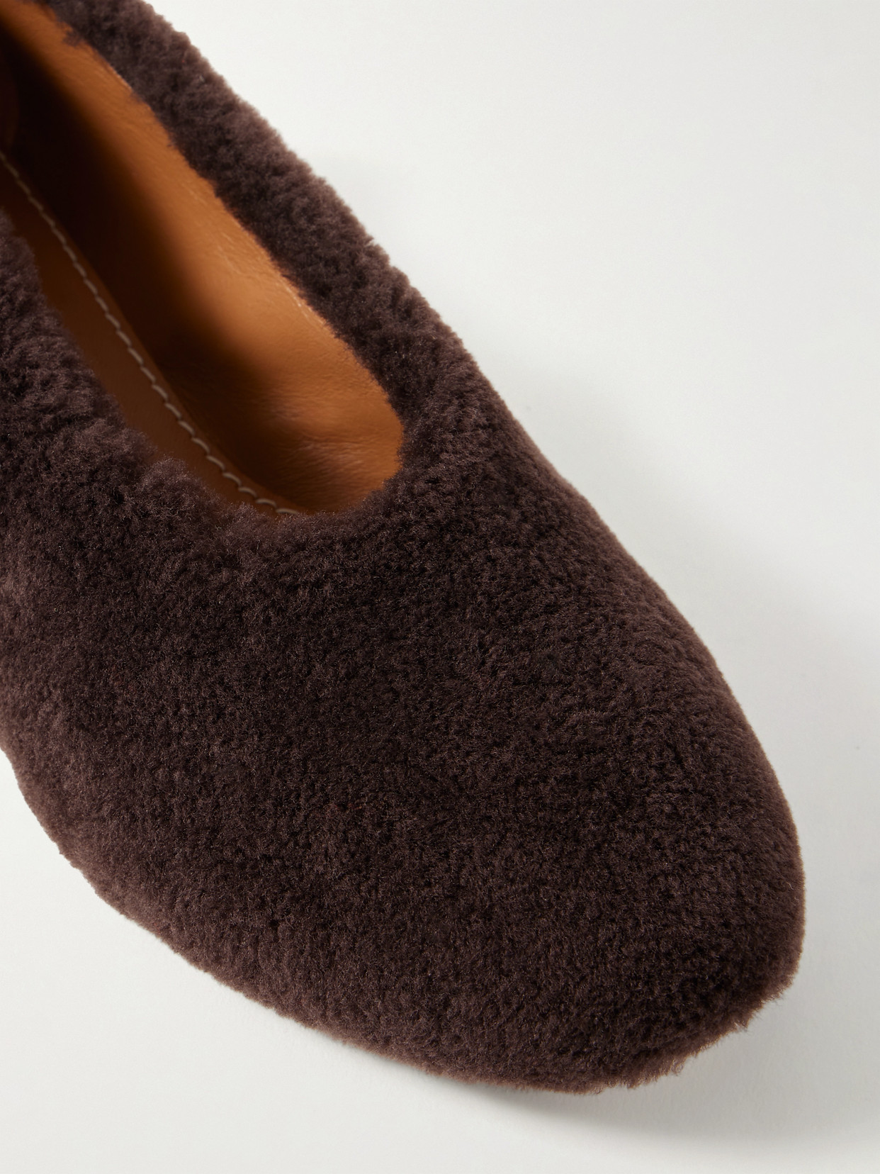 Alba Ballet Shearling Flats - Brown