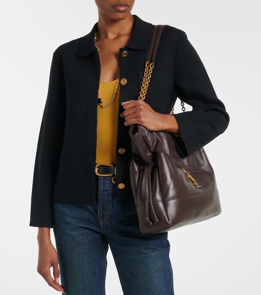 Waffle-knit wool cardigan