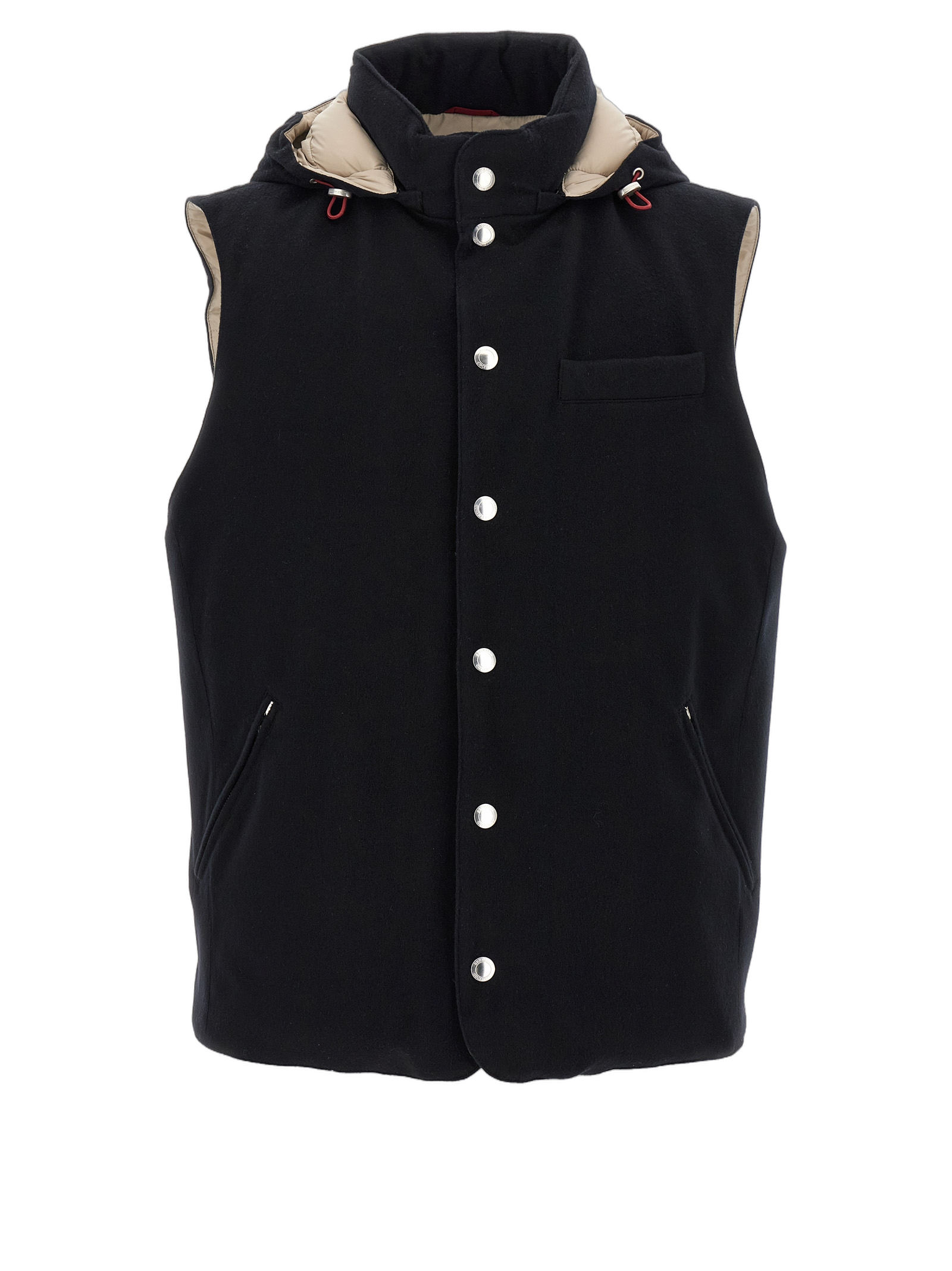 Down-Filled Wool Vest — Black