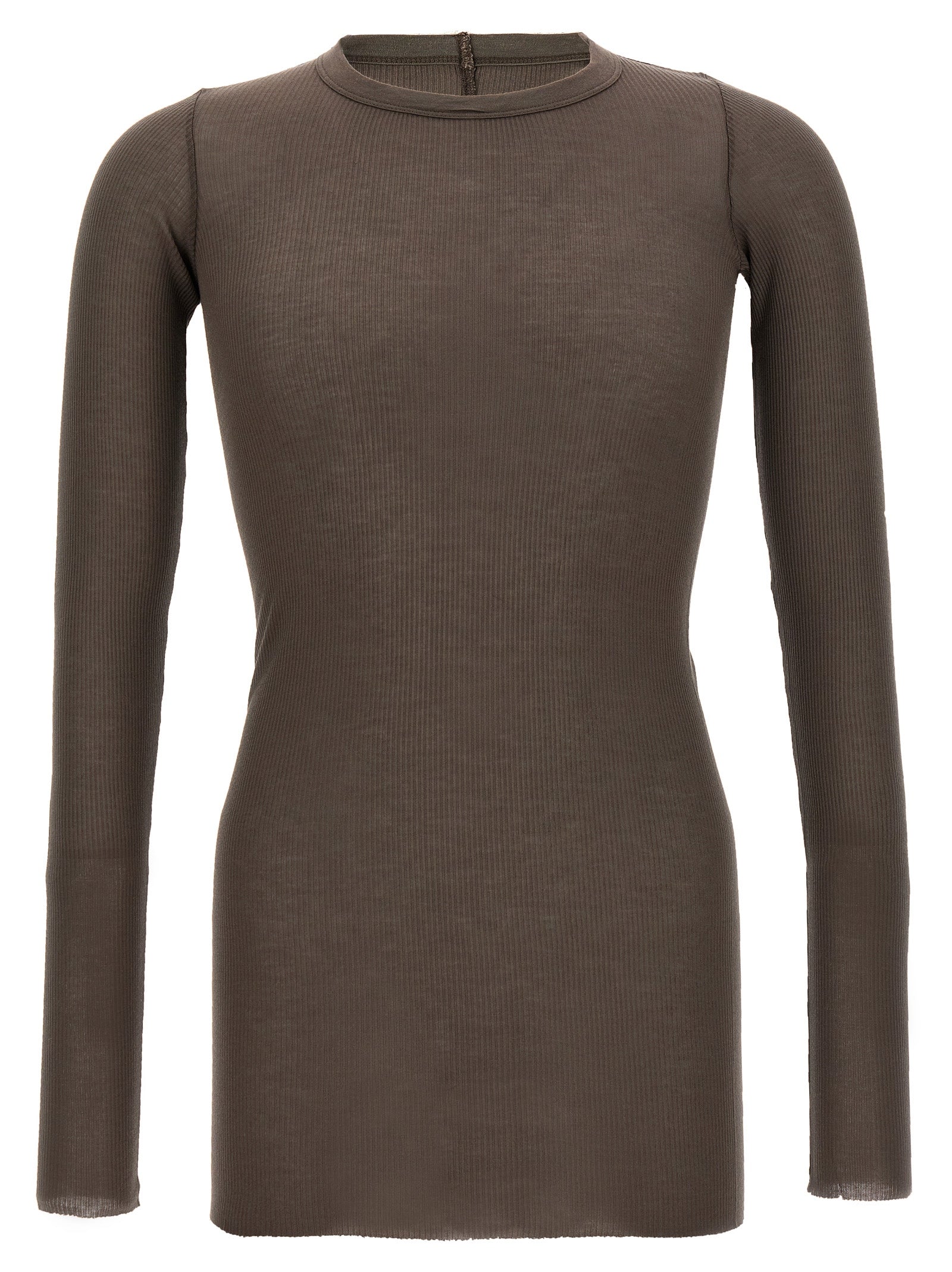 Ribbed Viscose and Silk T-shirt — Gray