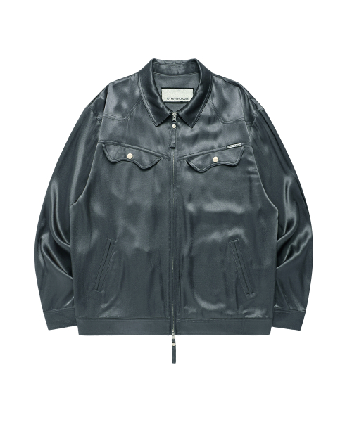 SATIN COLLAR SINGLE JACKET GREEN