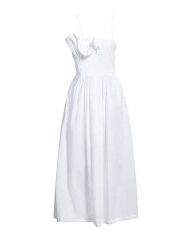 Alpha Studio Woman Midi dress White Size 8 Cotton, Elastane