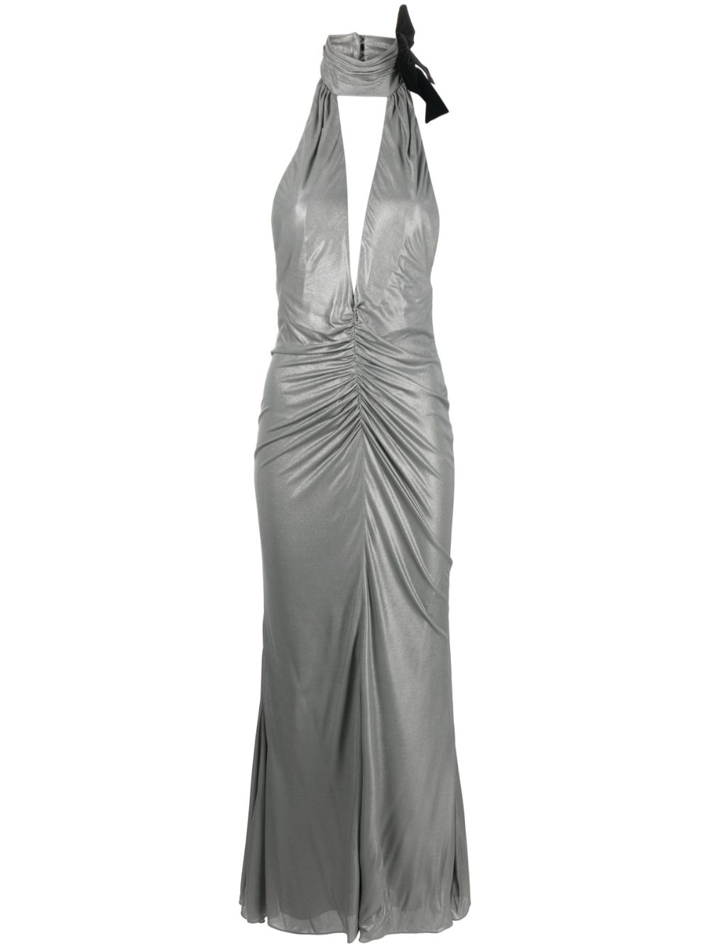 Halterneck open-back evening dress - Silver