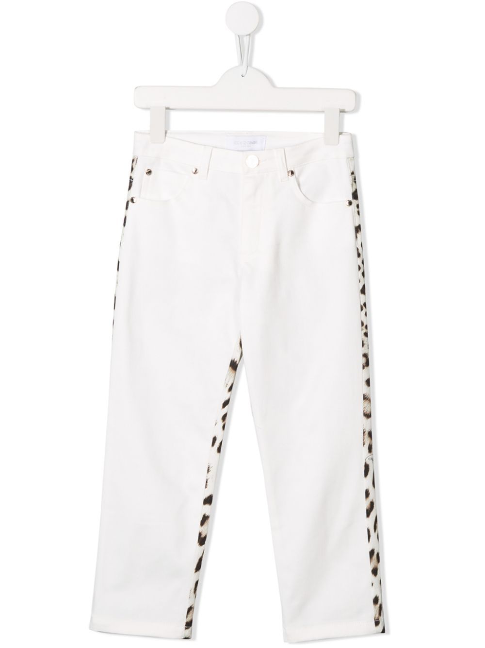 White and leopard print jeans