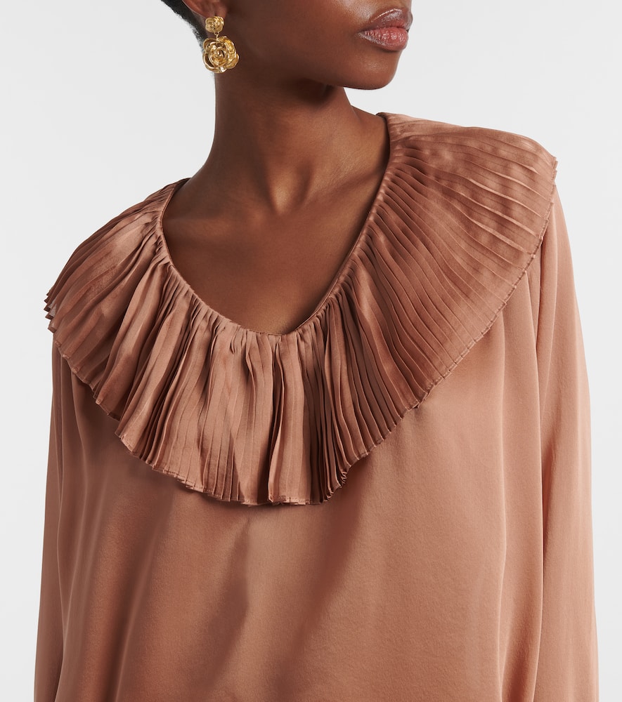 Liese pleated silk satin blouse