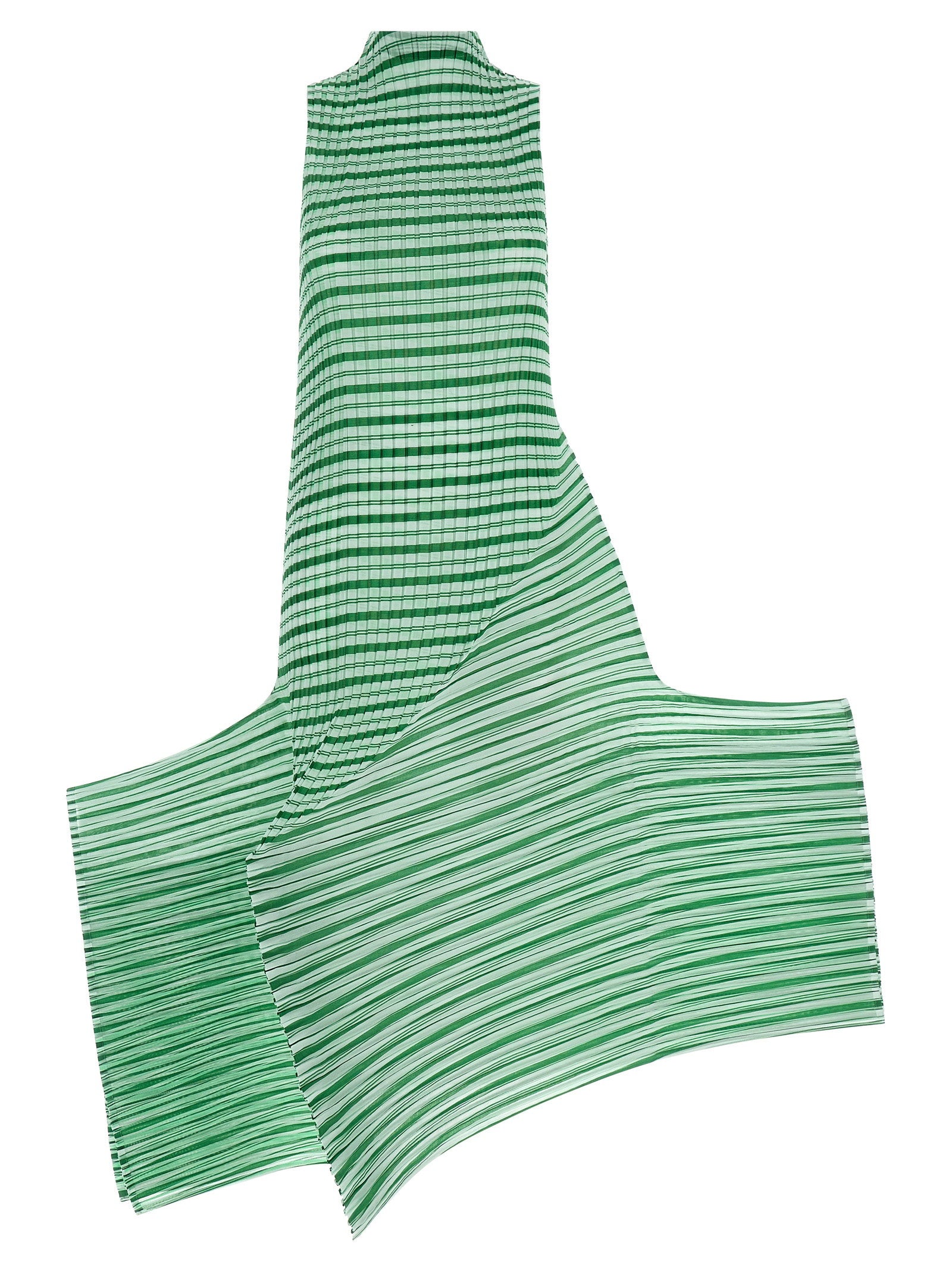 Pleated Striped Dress — Green