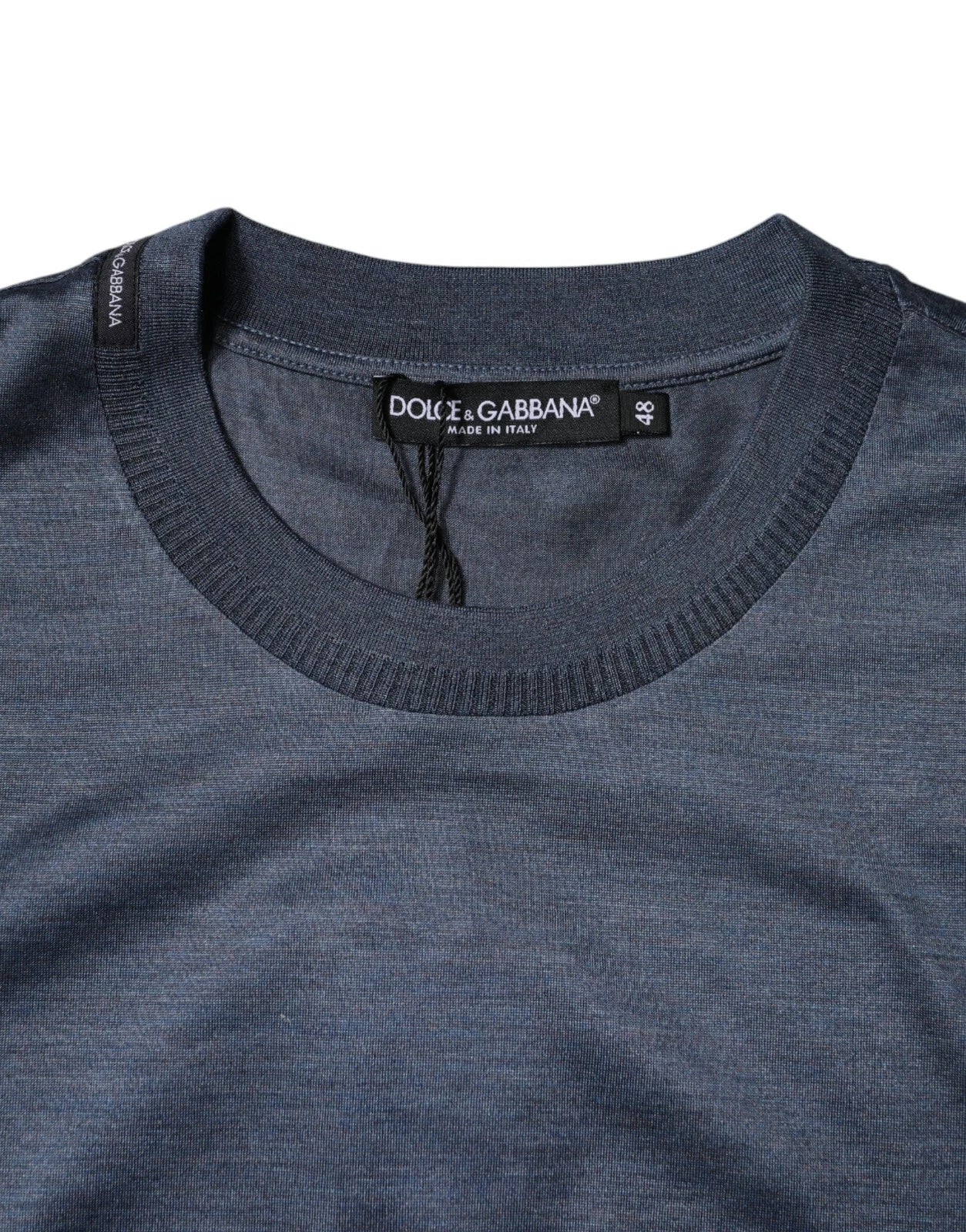 Silk Crew Neck T-Shirt — Blue