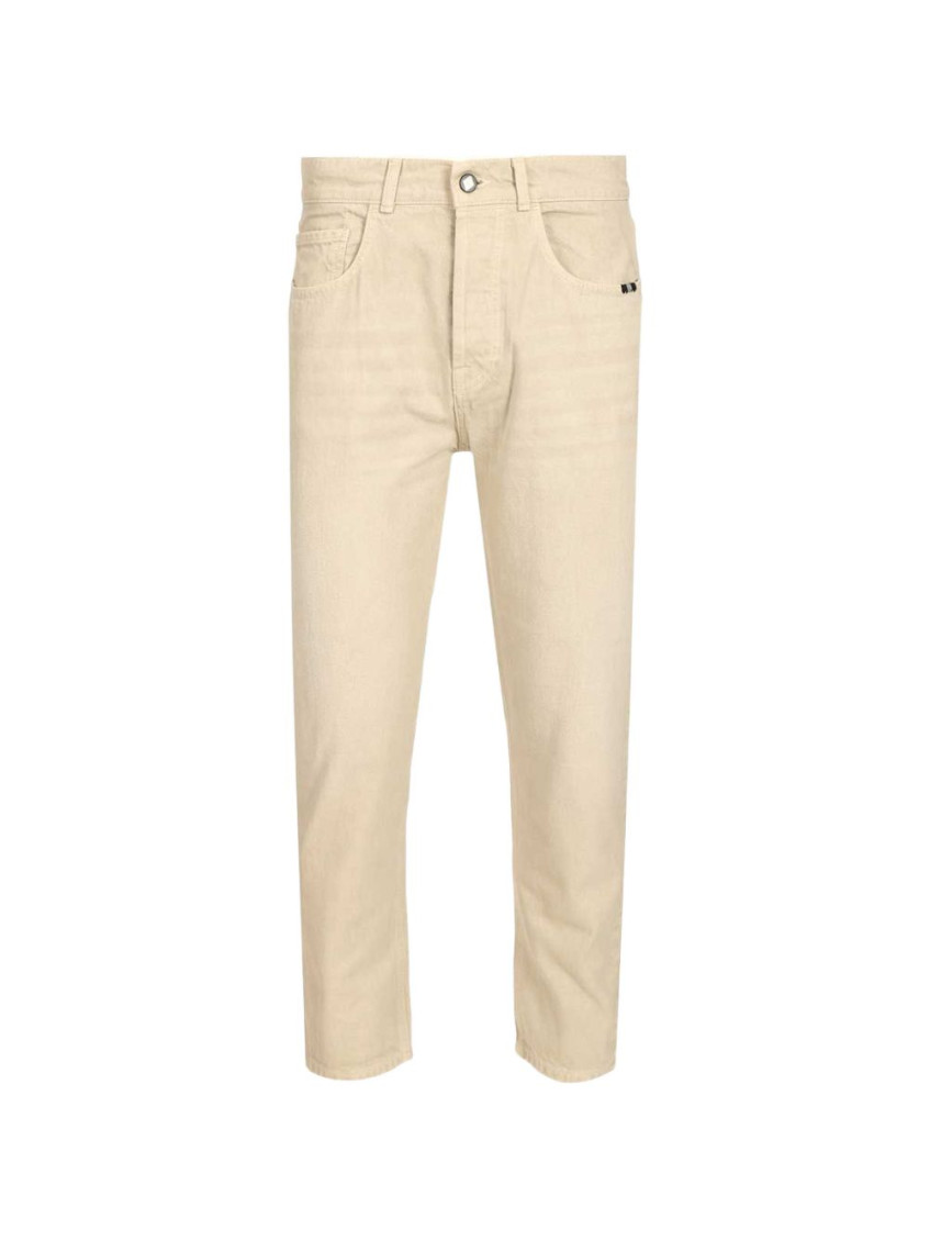 Beige Solid Casual Pants