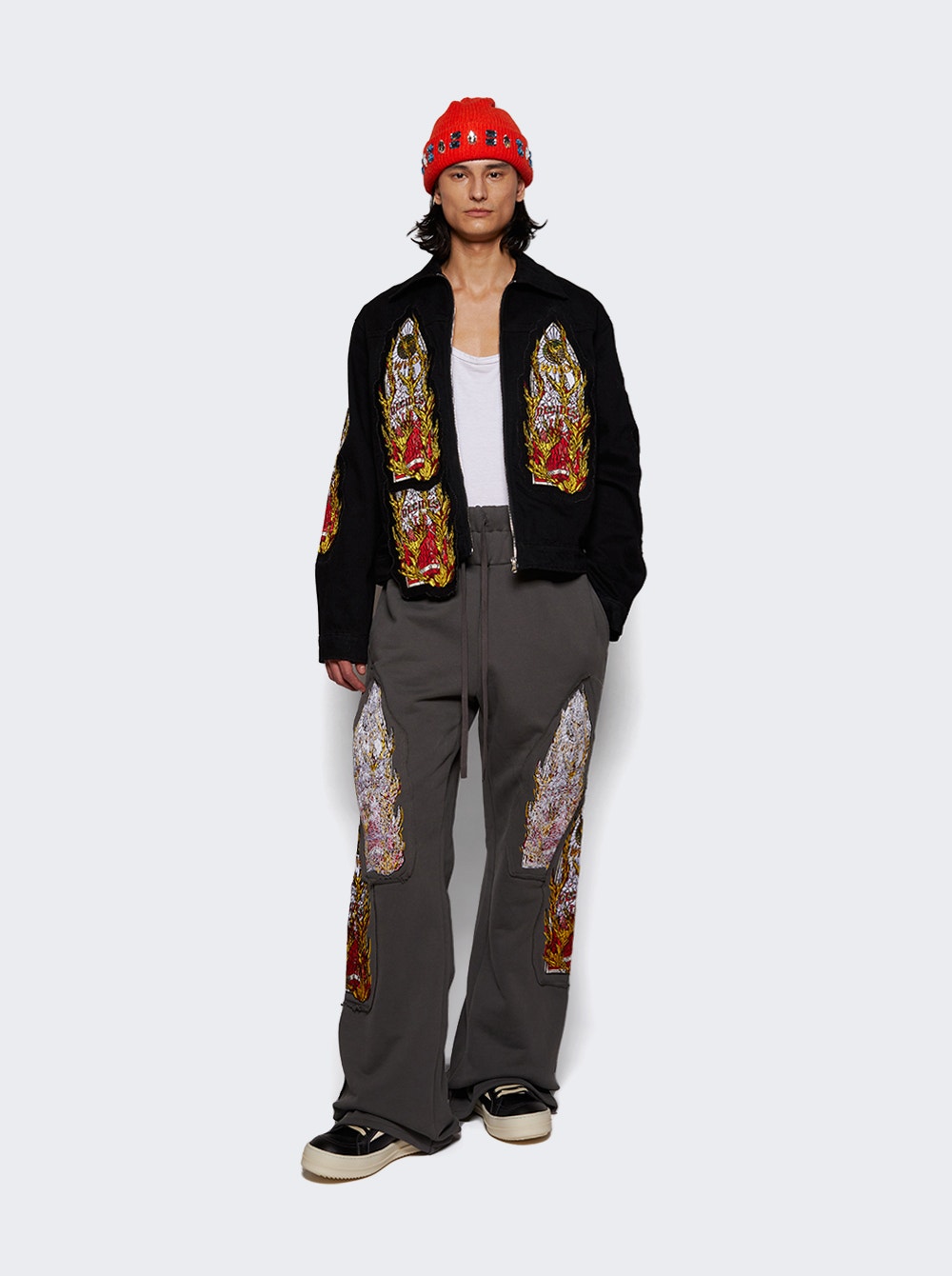 Who Decides War Triple Flame Glass track pants - Grey
