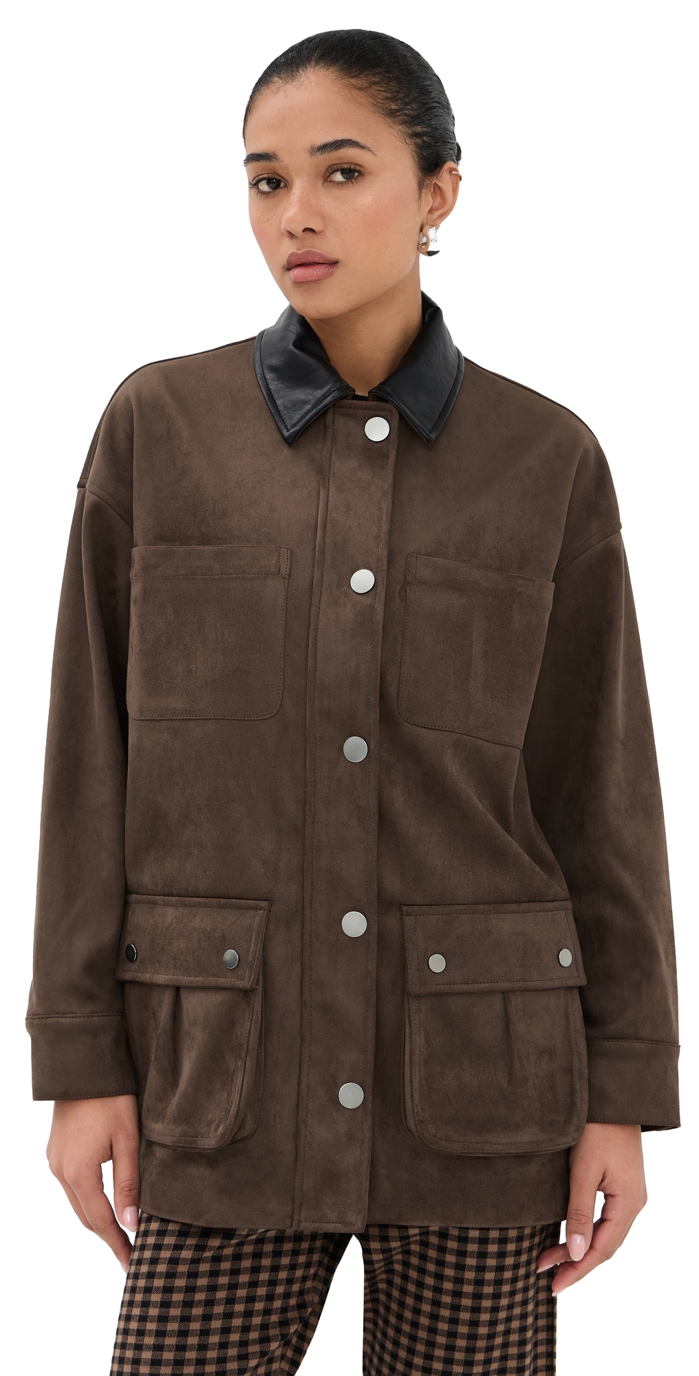 Rowan Faux Suede Utility Jacket Coffee
