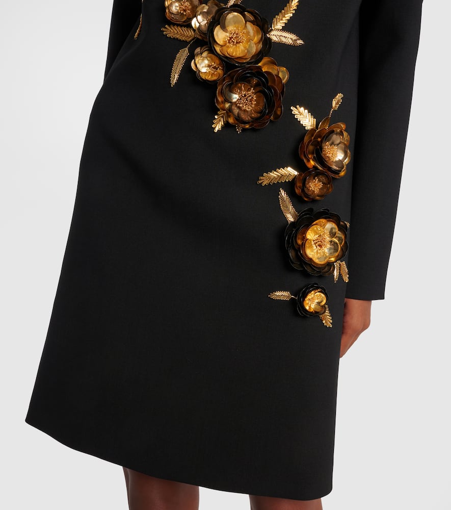 Embellished wool-blend shift dress