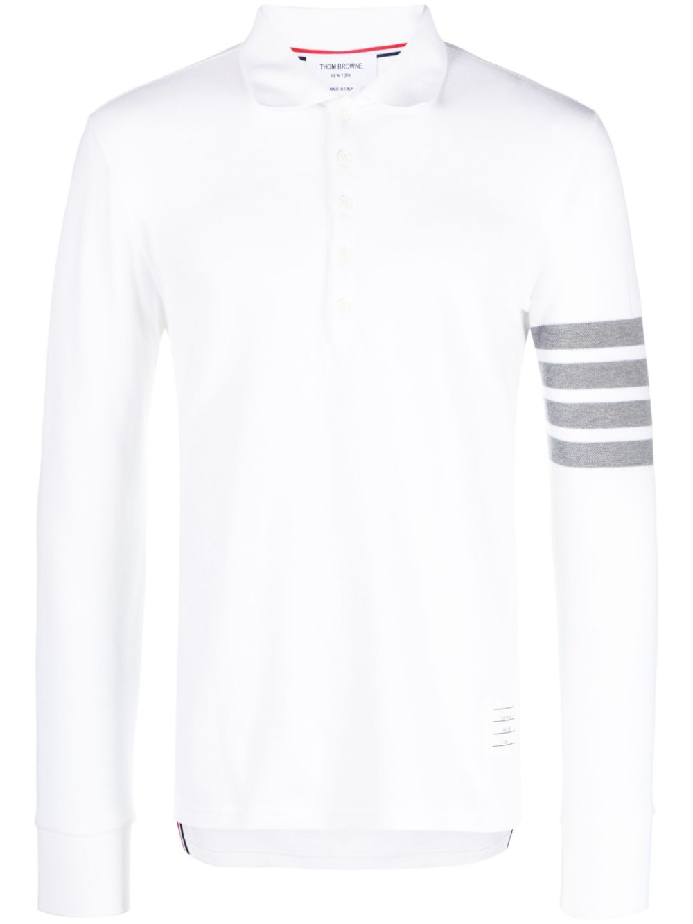 4-Bar long-sleeve polo shirt - White