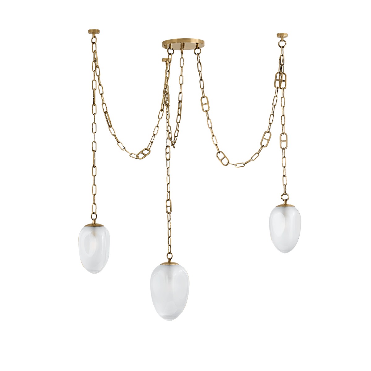 Vintage Brass Three Light Chandelier from the Daith Collection